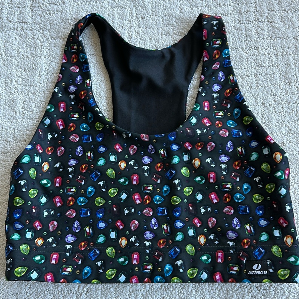 Terez Black Gemstones Sports Bra for Jazzercize
